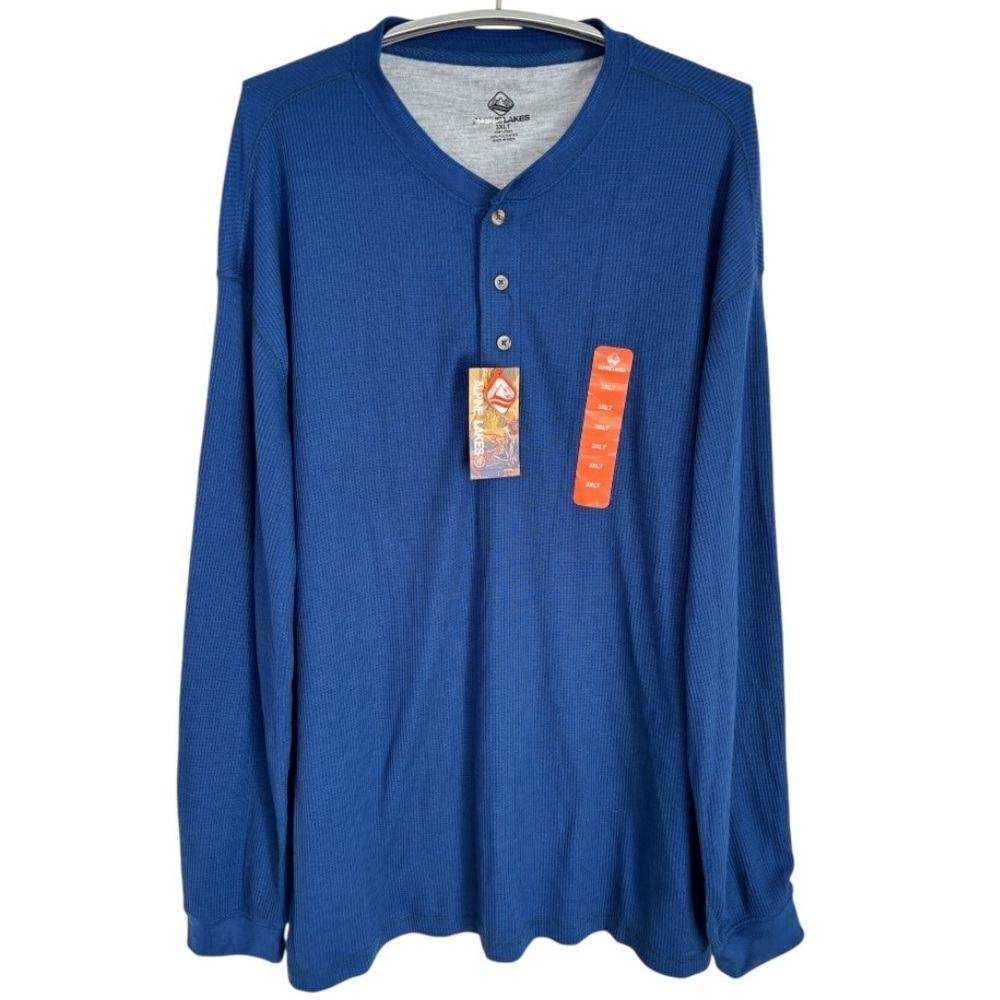 NWT Alpine Lakes Blue Henley 100% Polyester Long Shirt